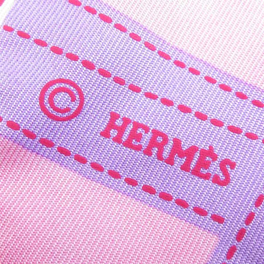 【HERMES】 ツイリー　シルクスカーフ ピンク・紫 HERMES（エルメス） スカーフ ツイリー シルク ピンク/パープル