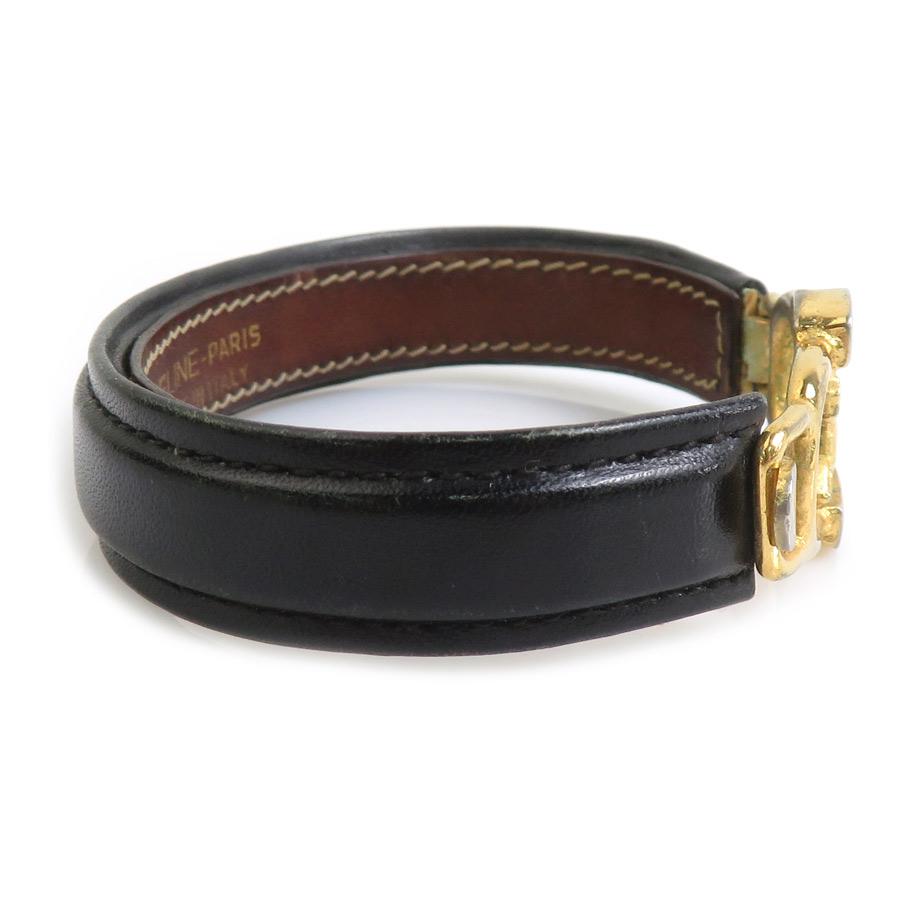 に*︎様 CELINE 黒レザー ゴールド金具 ブレスレット CELINE（セリーヌ） ブレスレット レザー/メタル ブラック/ゴールド