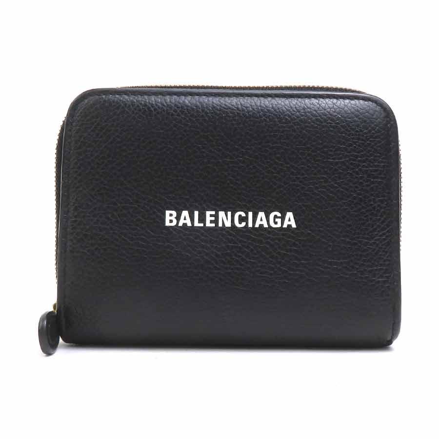 BALENCIAGA（バレンシアガ） 二つ折り財布 レザー ブラック : ブランド