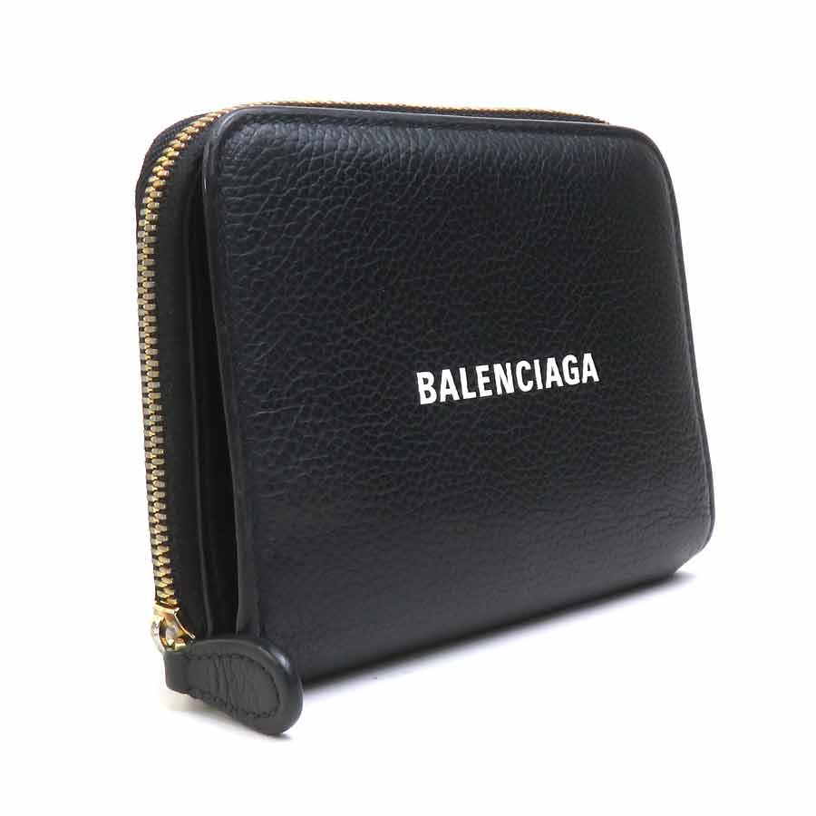 BALENCIAGA（バレンシアガ） 二つ折り財布 レザー ブラック : ブランド