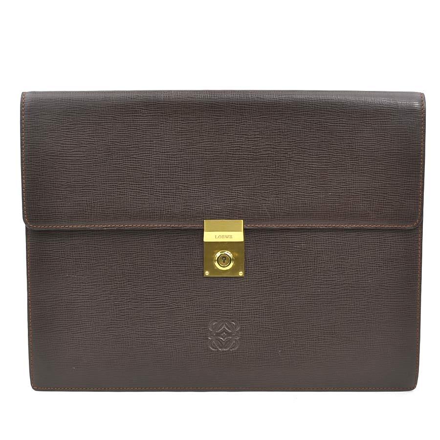 LOEWE（ロエベ） クラッチバッグ 書類ケース アナグラム レザー ダーク