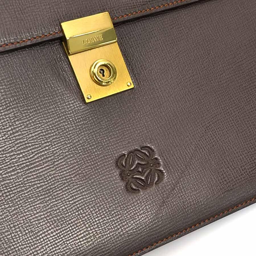 LOEWE（ロエベ） クラッチバッグ 書類ケース アナグラム レザー ダーク
