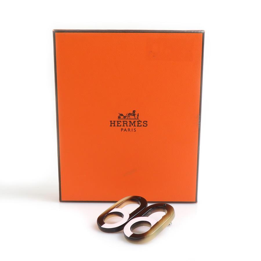 HERMES（エルメス） ピアス バッファローホーン/メタル ブラウン