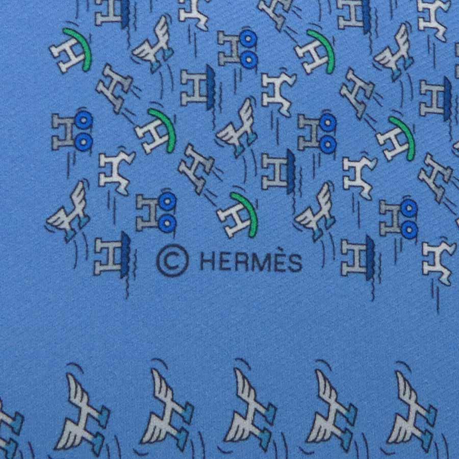 HERMES（エルメス） スカーフ プチカレ シルク ブルー/ホワイト/グレー