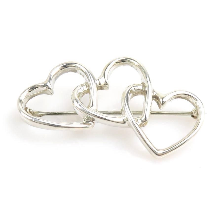 美品 ティファニー ブローチ トリプルハート シルバー 925 TIFFANY&Co.（ティファニー） ブローチ トリプルハート シルバー925