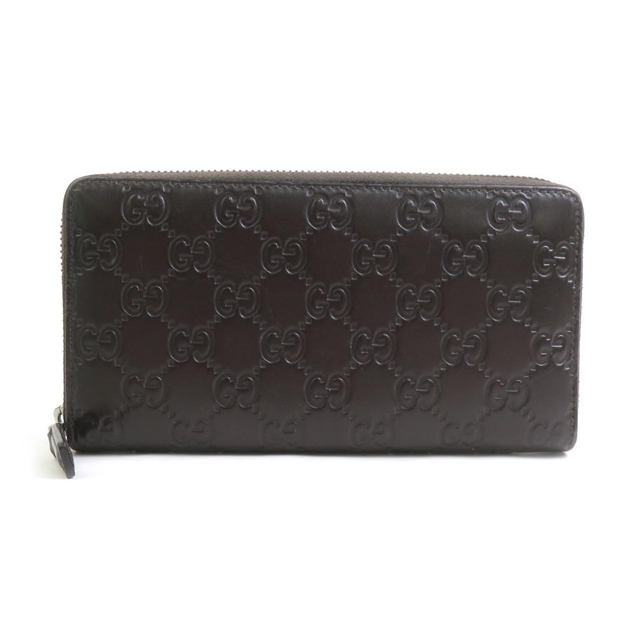 GUCCI グッチシマレザー GG ラウンドファスナー 長財布 ダークブラウン GUCCI（グッチ） ラウンドファスナー長財布 グッチシマ レザー ダーク