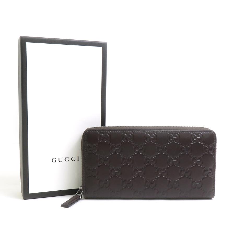 GUCCI（グッチ） ラウンドファスナー長財布 グッチシマ レザー ダーク