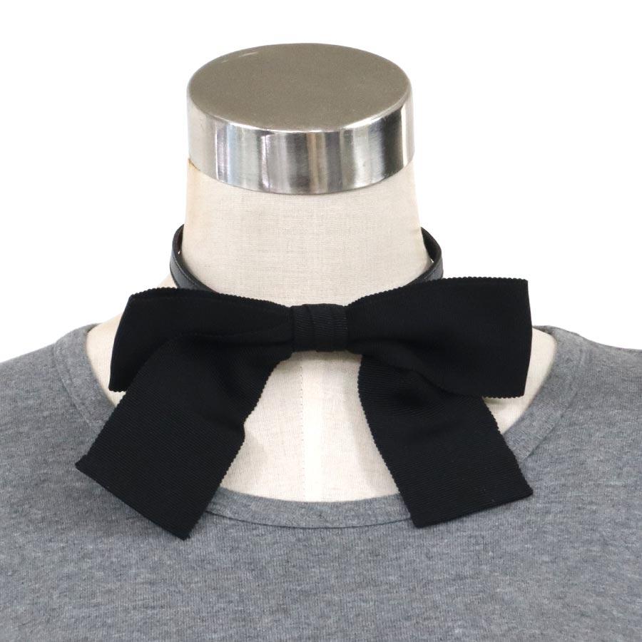 中古美品　Saint Laurent Paris チョーカー リボン シルク サンローラン SAINT LAURENT チョーカー リボン シルク/レザー
