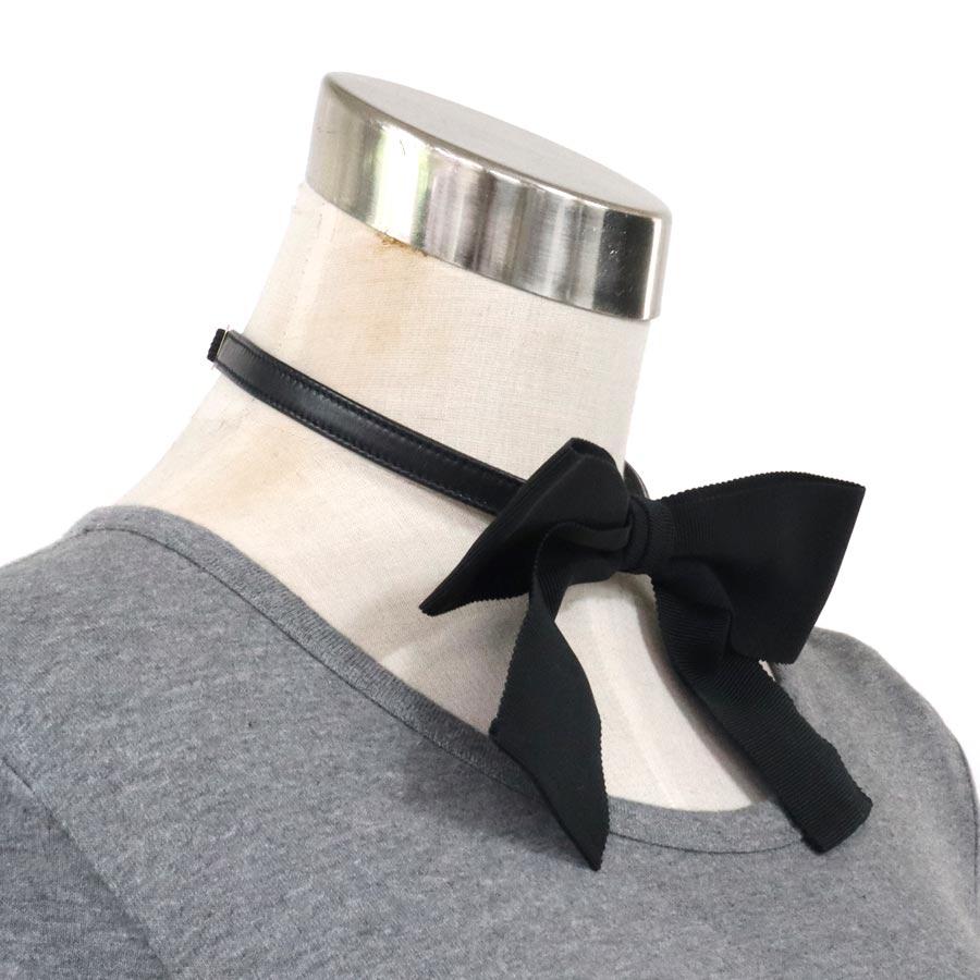 中古美品　Saint Laurent Paris チョーカー リボン シルク サンローラン SAINT LAURENT チョーカー リボン シルク/レザー