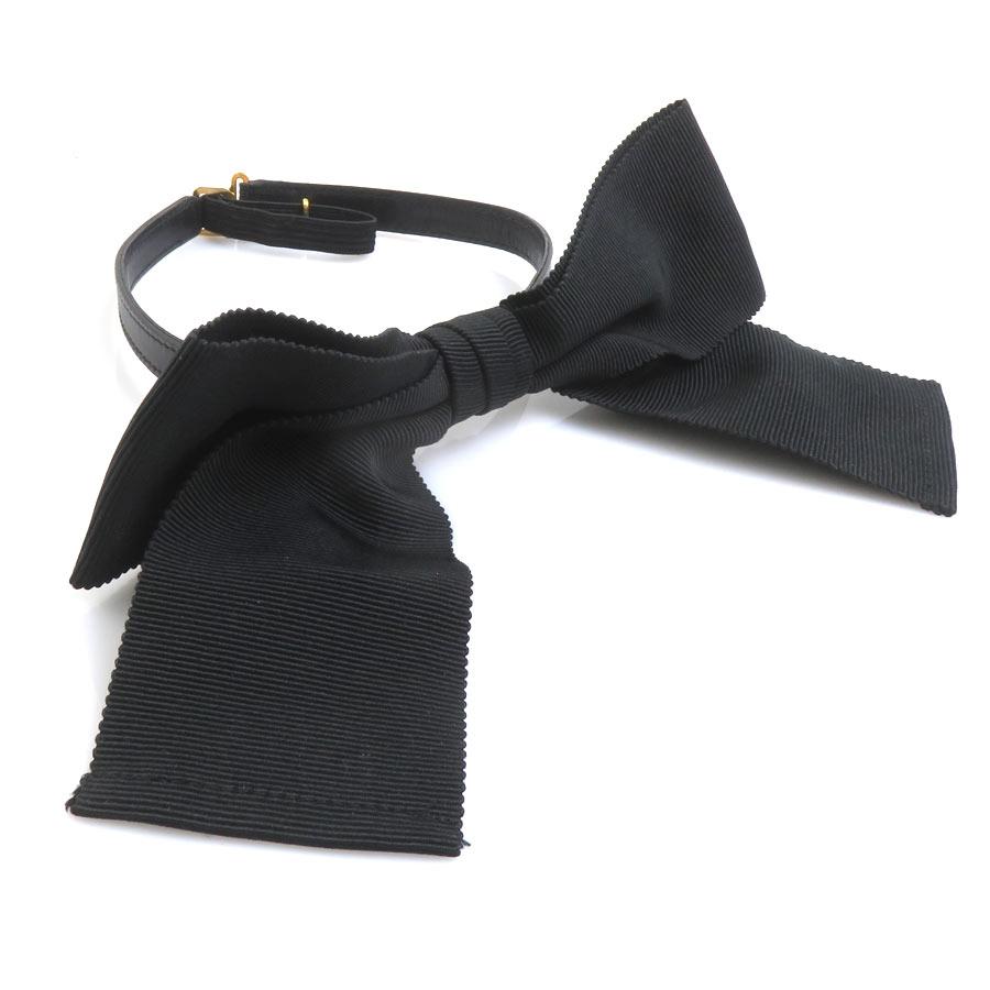 中古美品　Saint Laurent Paris チョーカー リボン シルク サンローラン SAINT LAURENT チョーカー リボン シルク/レザー