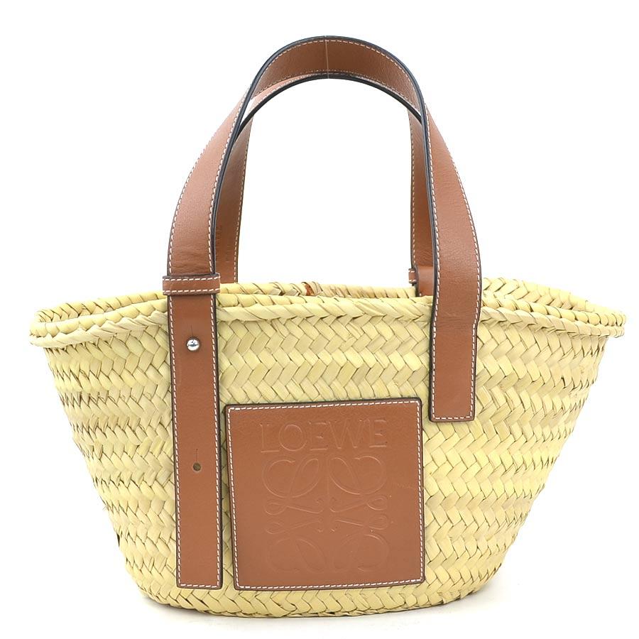 美品 LOEWE ロエベ ストロー×レザー かご スモール ハンドバッグ LOEWE（ロエベ） ハンドバッグ かごバッグ バスケット スモール