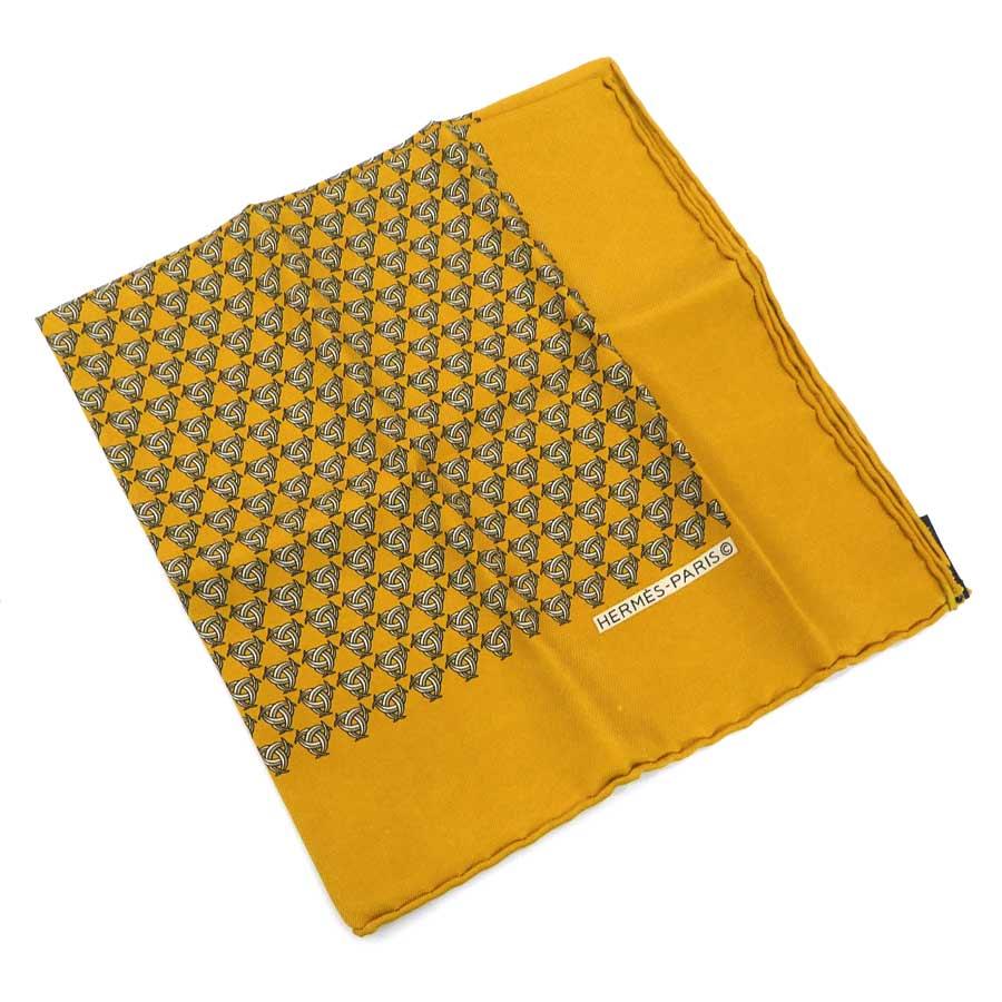 【美品】 エルメス プチカレ　HERMES スカーフ HERMES（エルメス） スカーフ プチカレ シルク マスタード/グレー