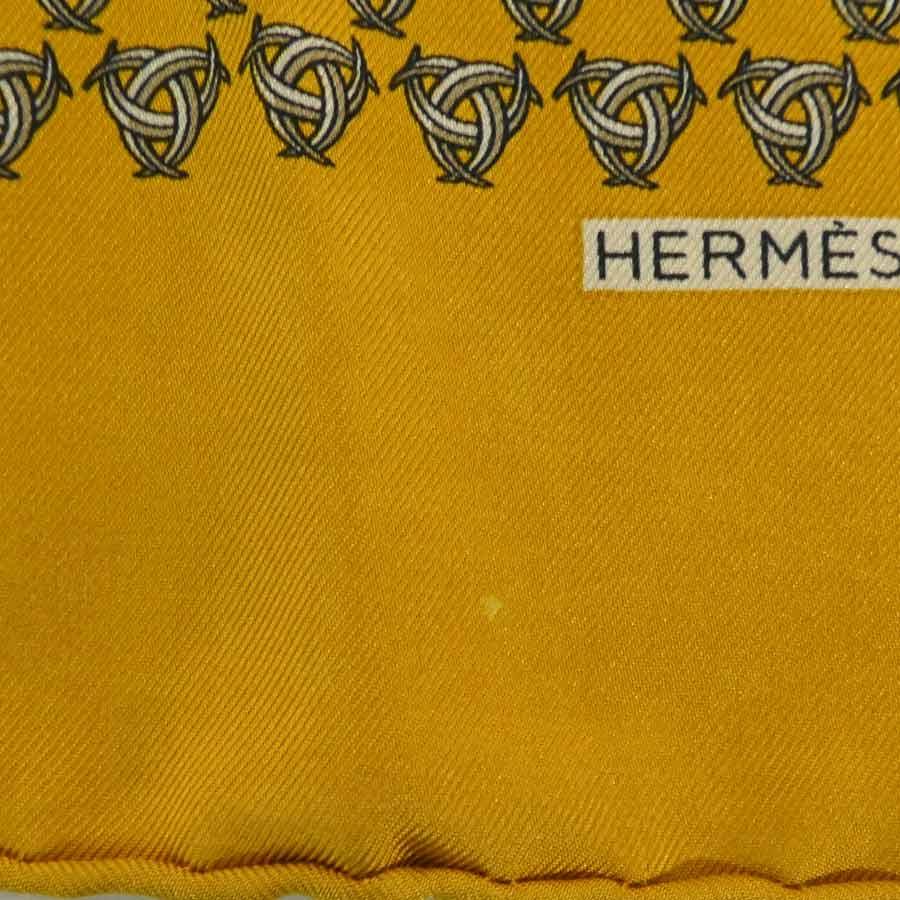 HERMES（エルメス） スカーフ プチカレ シルク マスタード/グレー