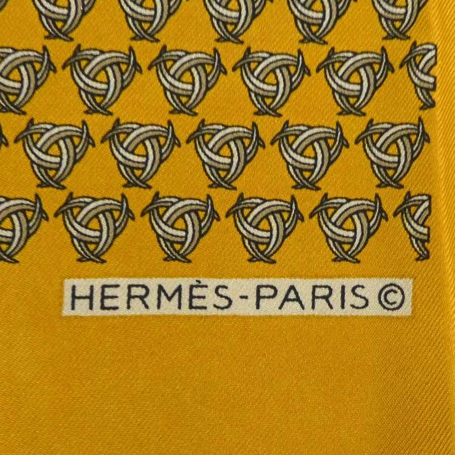 HERMES（エルメス） スカーフ プチカレ シルク マスタード/グレー