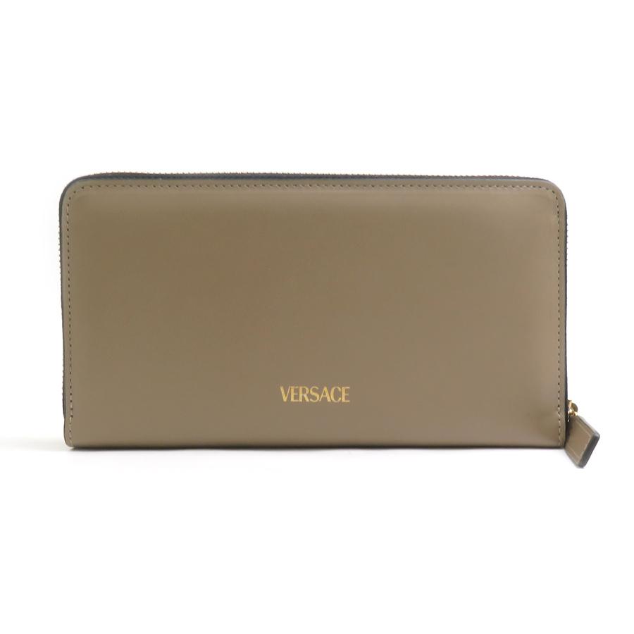 ヴェルサーチ VERSACE ラウンドファスナー長財布 レザー グレージュ
