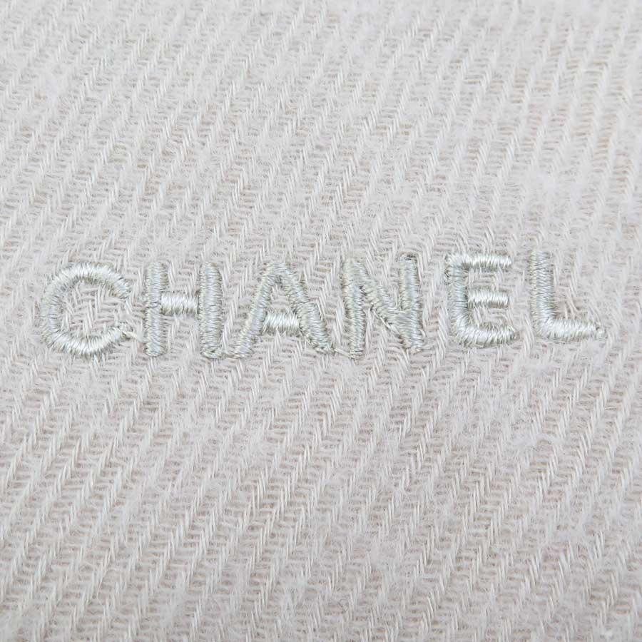 CHANEL ベージュ ロゴ刺繍 ショール CHANEL（シャネル） ストール ショール シルク/ウール ベージュ