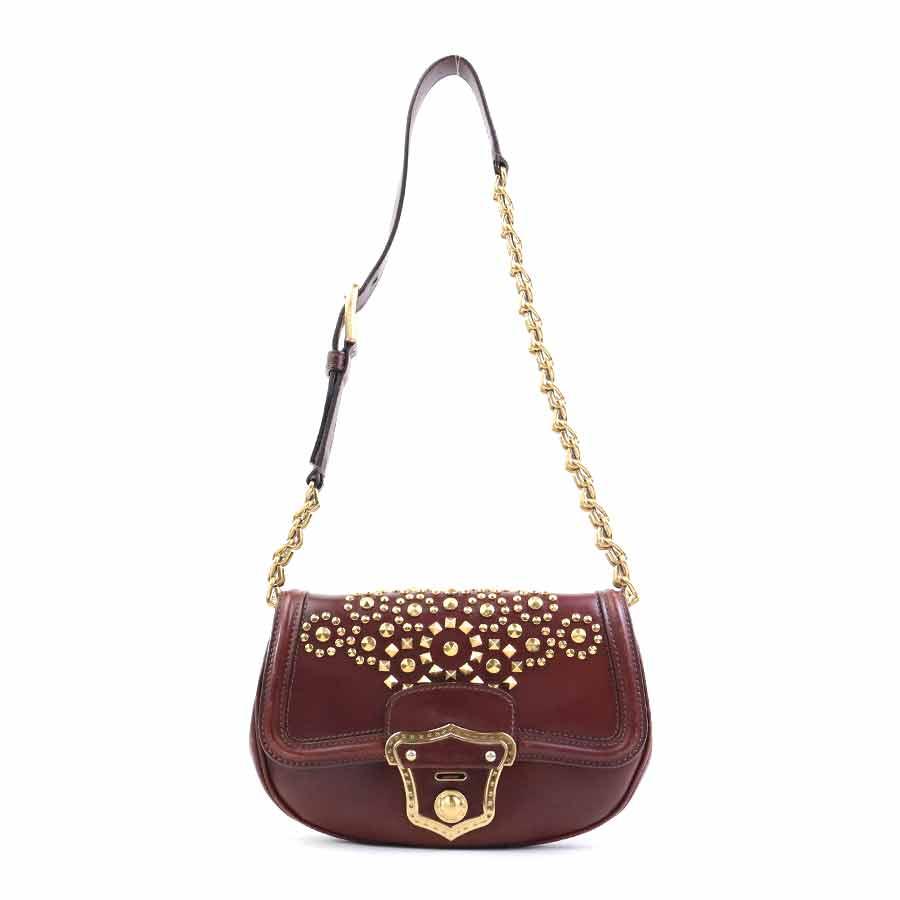 miu miu（ミュウミュウ） ショルダーバッグ レザー/メタル ブラウン