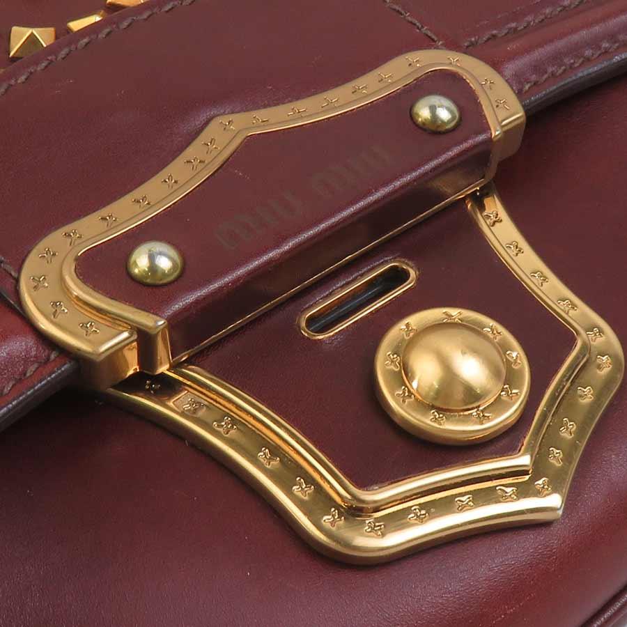 miu miu（ミュウミュウ） ショルダーバッグ レザー/メタル ブラウン