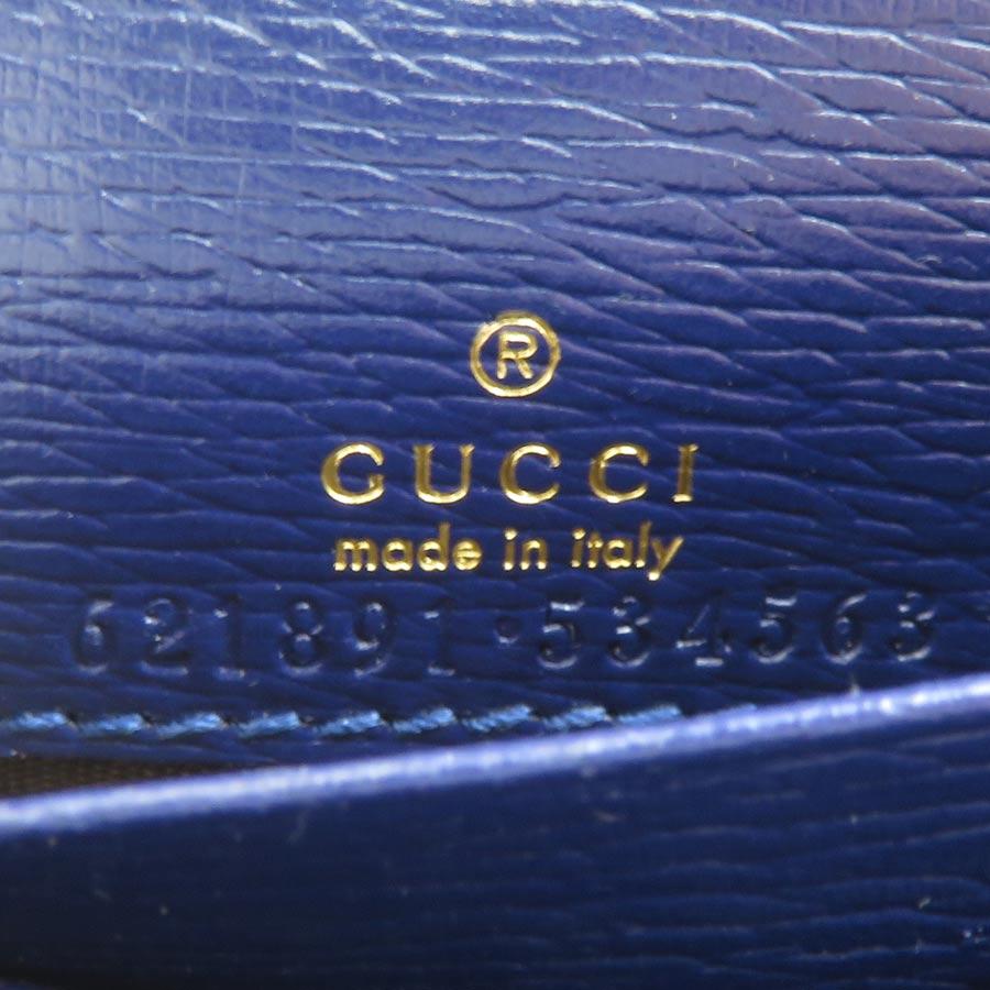 GUCCI（グッチ） 二つ折り財布 ホースビット レザー ネイビー×レッド
