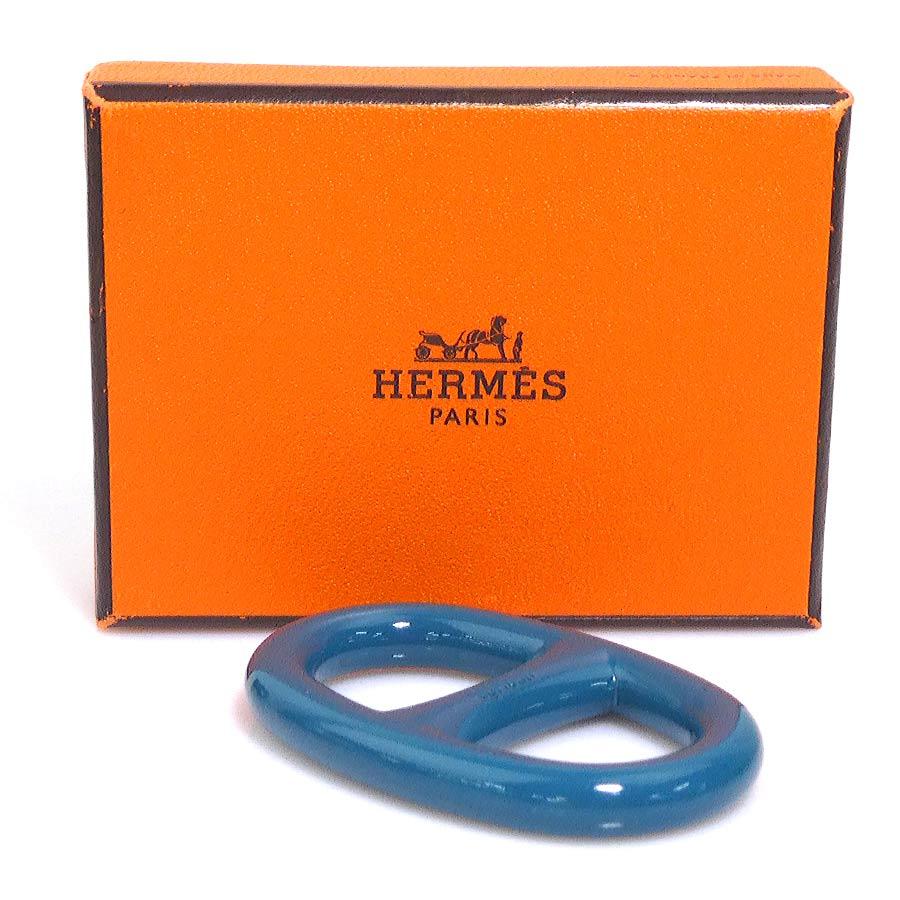 エルメスHERMES スカーフリング　ブルー HERMES（エルメス） スカーフリング シェーヌダンクル メタル グリーン