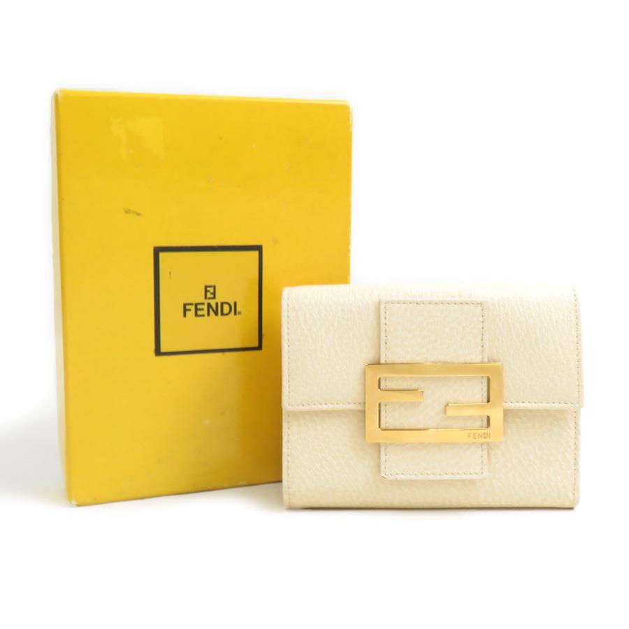 FENDI（フェンディ） 三つ折り財布 レザー ベージュ : ブランド