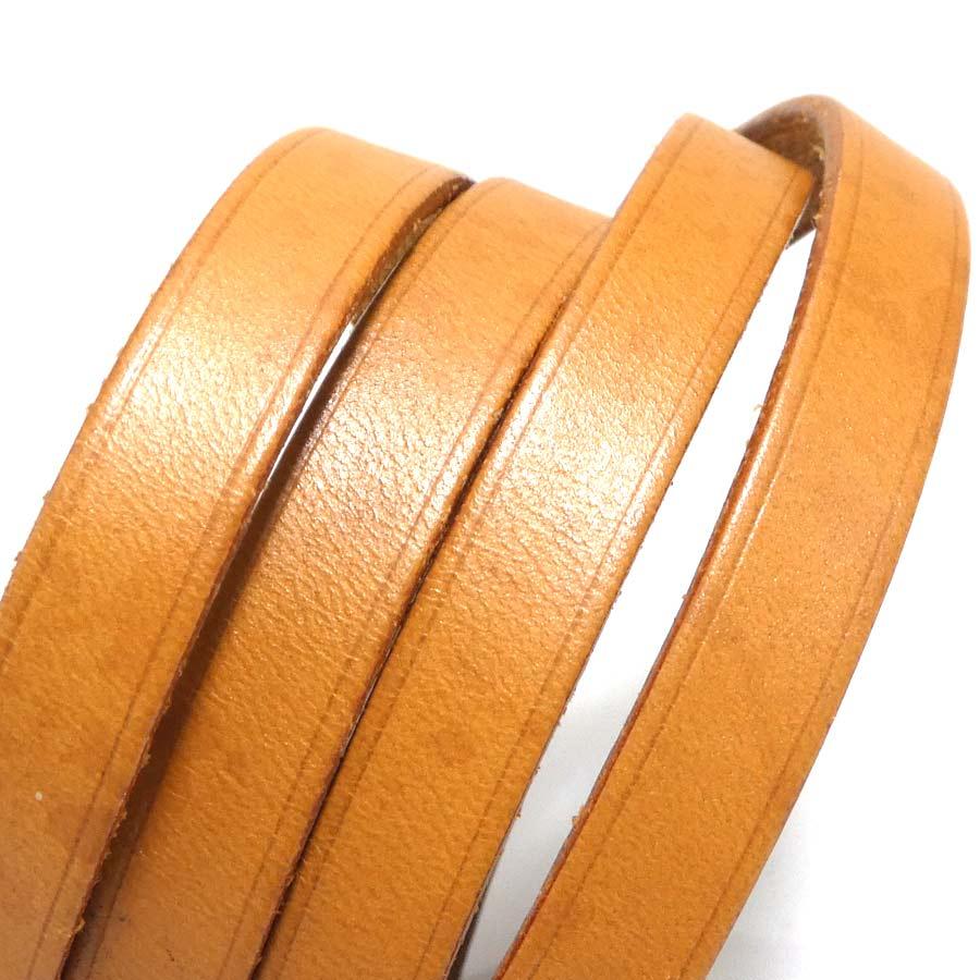 【希少・美品】HERMES レザー シルバー金具 ロング ブレスレット　茶色 HERMES（エルメス） ブレスレット レザー/メタル ブラウン/シルバー