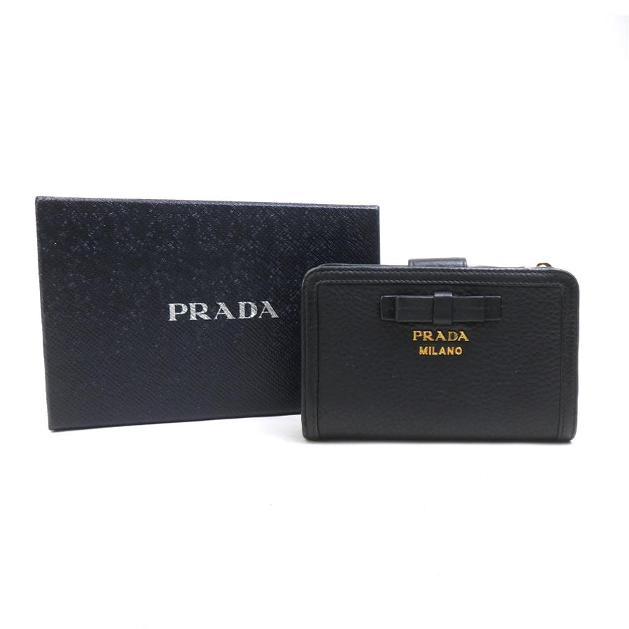 お値下げ中‼️【極美品】 プラダ 二つ折り 財布 PRADA（プラダ） 二つ折り財布 レザー ブラック : ブランドバリュー