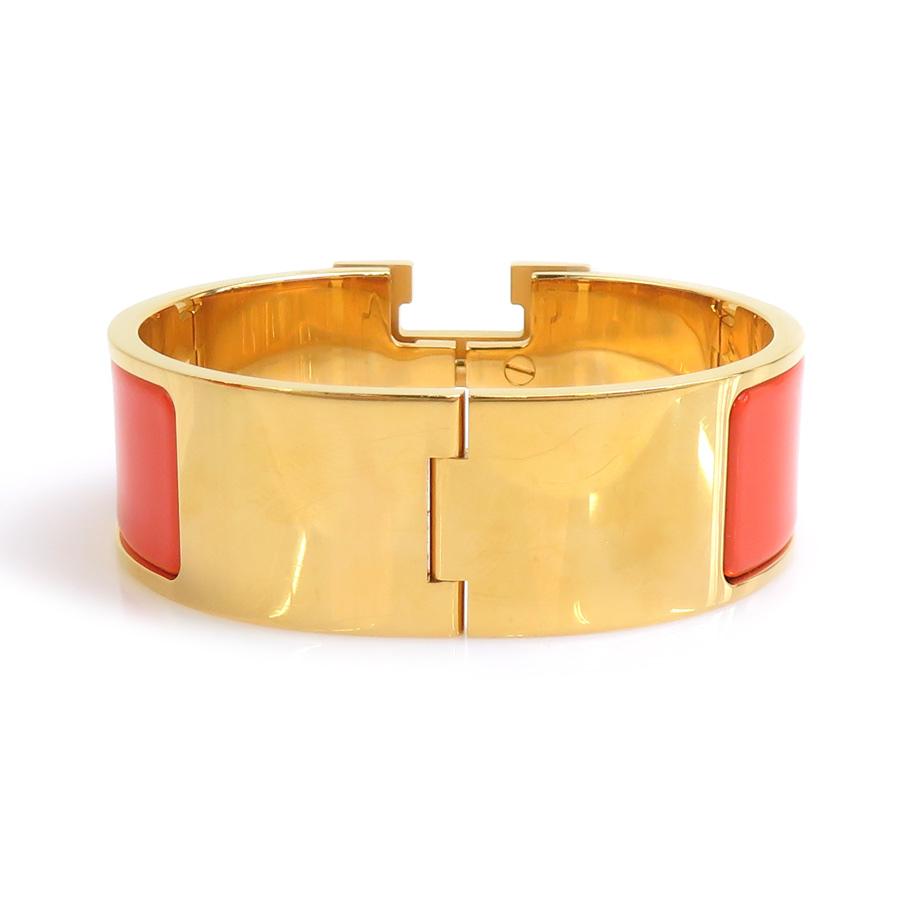 HERMES Clic H バングル オレンジ　ゴールド HERMES（エルメス） バングル ブレスレット クリッククラックH メタル