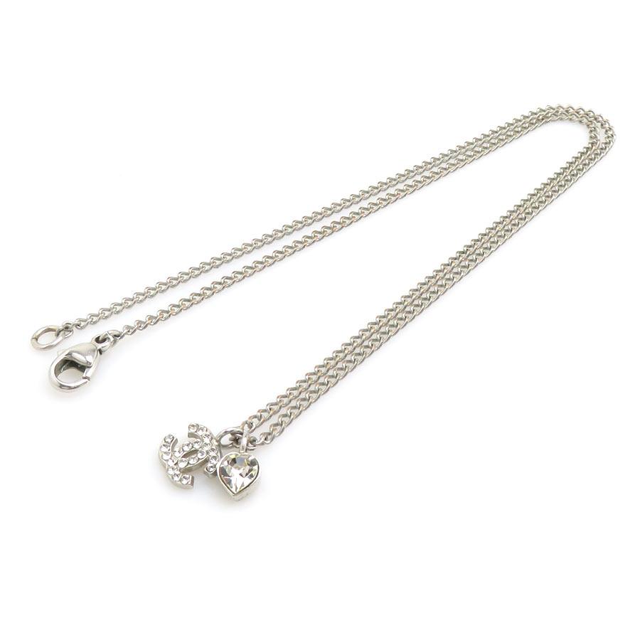 CHANEL シャネル ココマーク ハート ラインストーン ネックレス CHANEL（シャネル） ネックレス ココマーク ハート メタル/ライン
