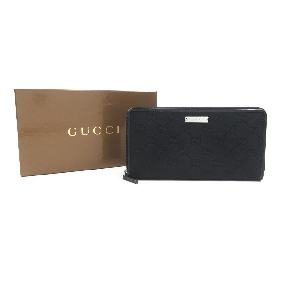 GUCCI（グッチ） ラウンドファスナー長財布 GGキャンバス ブラック