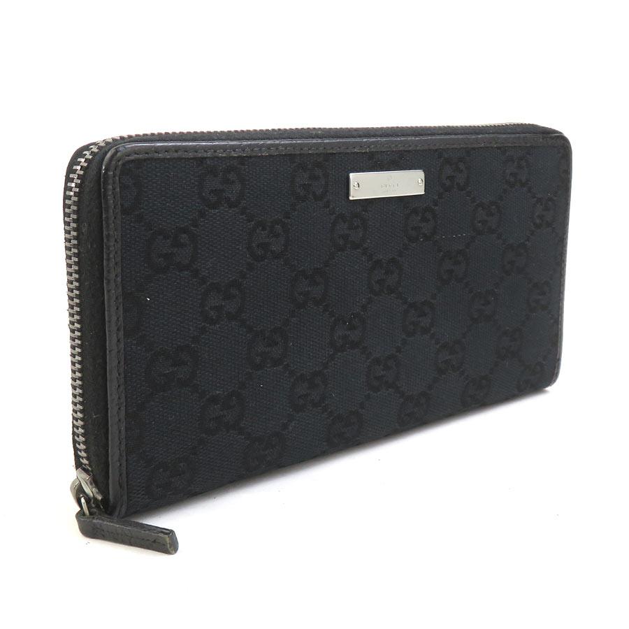 GUCCI（グッチ） ラウンドファスナー長財布 GGキャンバス ブラック