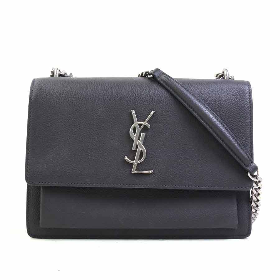 サンローラン SAINT LAURENT ショルダーバッグ レザー/メタル グレー