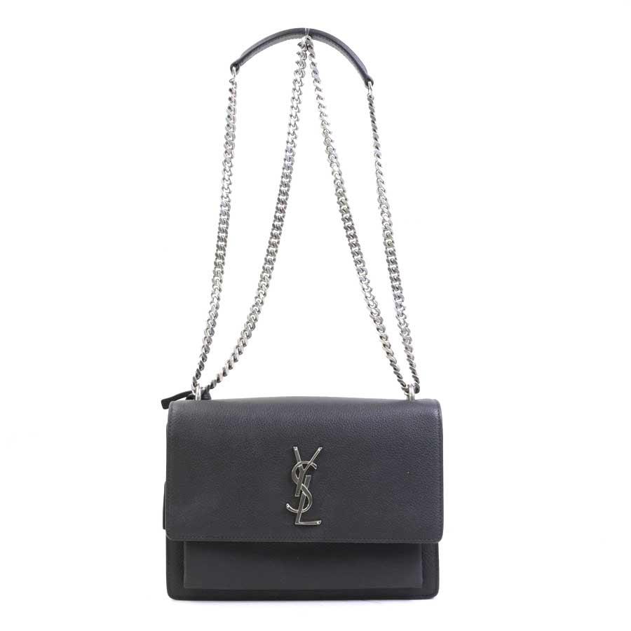 サンローラン SAINT LAURENT ショルダーバッグ レザー/メタル グレー