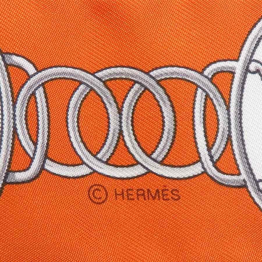 HERMES ツイリー スカーフ シルク100% オレンジ HERMES（エルメス） スカーフ ツイリー シルク オレンジ/マルチカラー