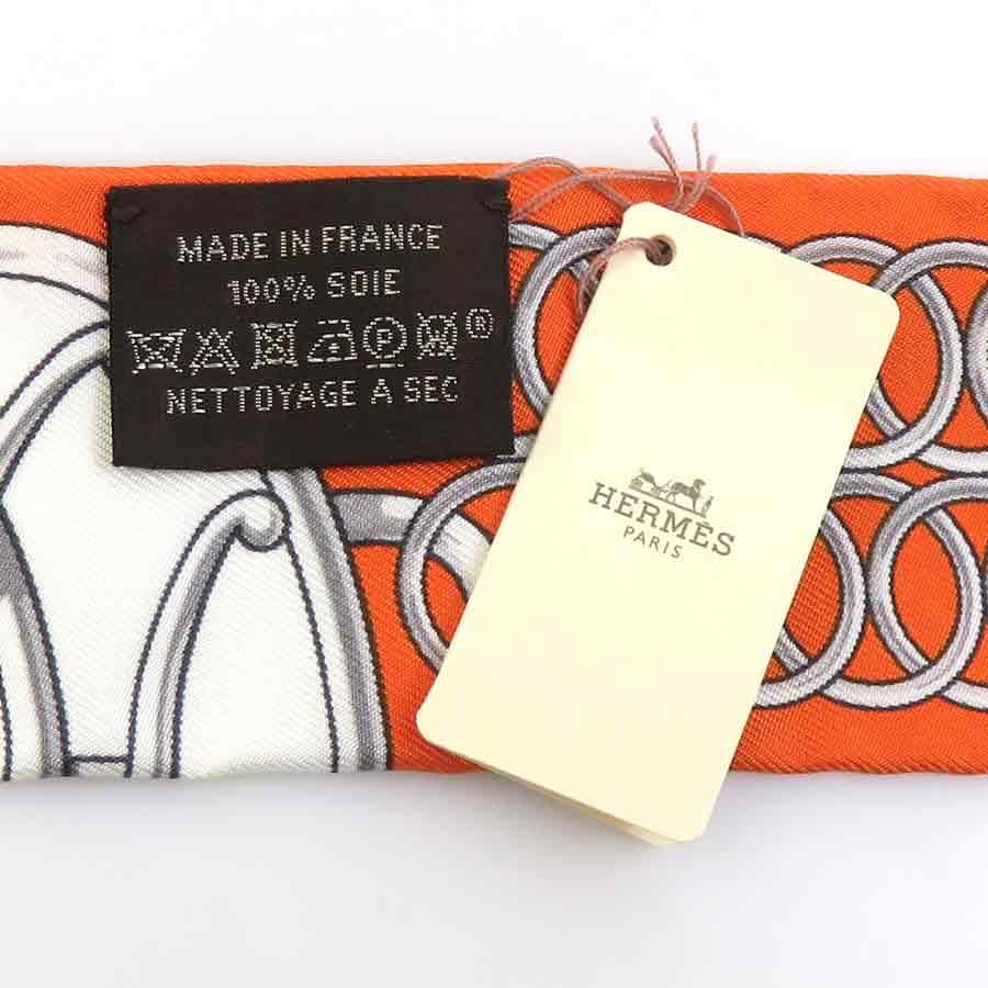 HERMES（エルメス） スカーフ ツイリー シルク オレンジ/マルチカラー