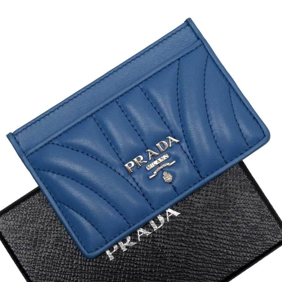 PRADA カードケース　パスケース　定期入れ PRADA（プラダ） カードケース 定期入れ パスケース レザー ブルー系x