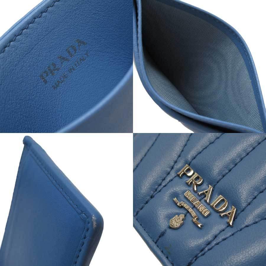 PRADA（プラダ） カードケース 定期入れ パスケース レザー ブルー系x