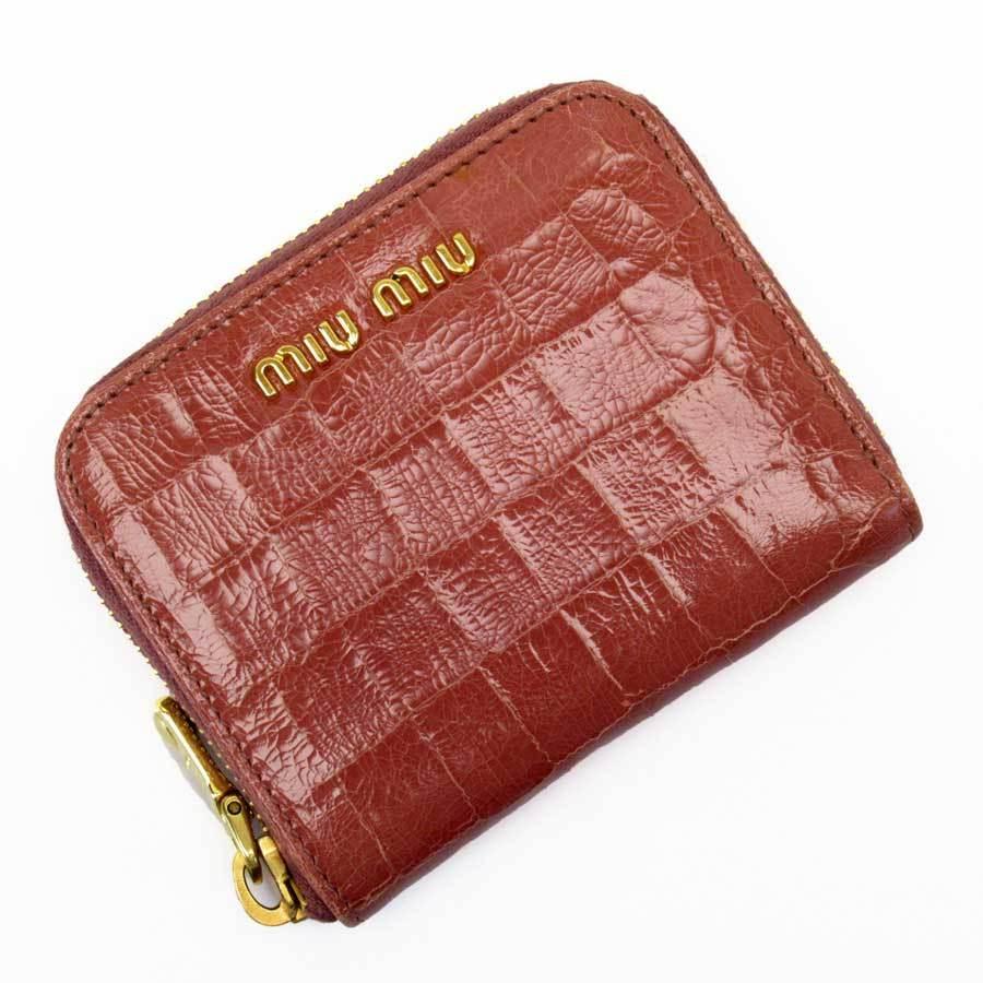 ミュウミュウ MIU MIU コインケース カードケース クロコ調レザー  