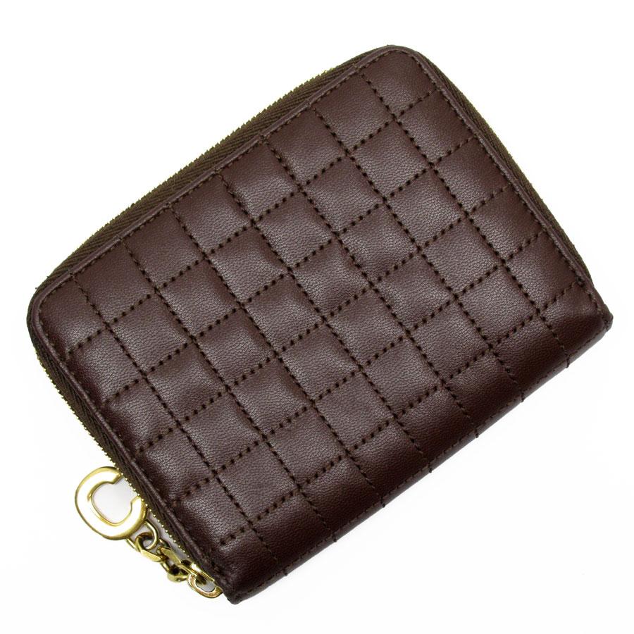CELINE セリーヌ コインケース 型押しレザー ブラウン CELINE セリーヌ コインケース 型押しレザー ブラウン