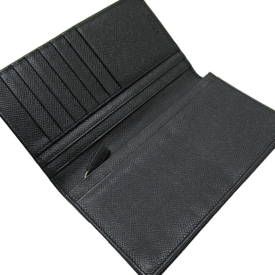 BVLGARI（ブルガリ） 二つ折り長財布 型押しレザー ブラック