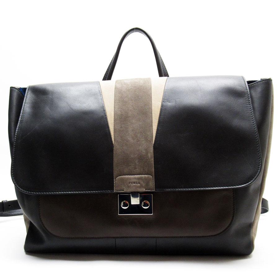 FURLA フルラ Furla リュック レザー/スエード ブラック×ブラウン系  