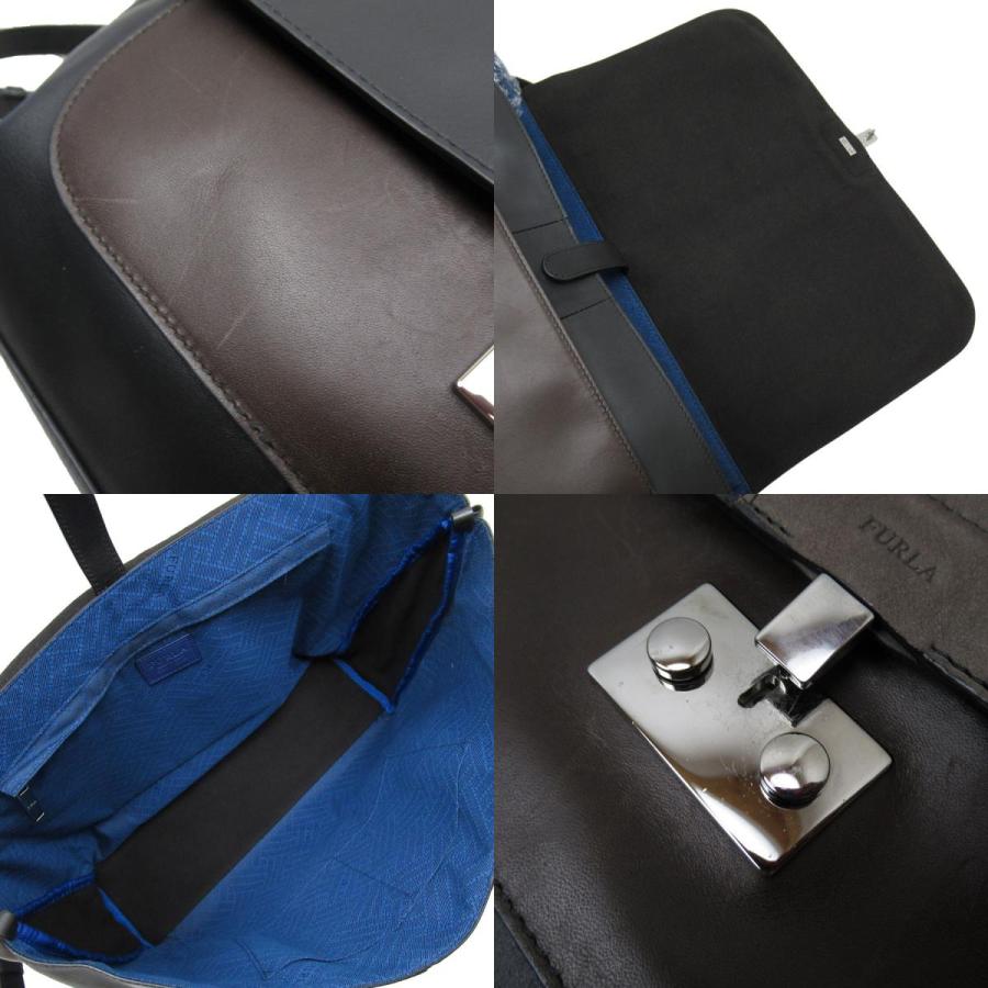 FURLA フルラ Furla リュック レザー/スエード ブラック×ブラウン系  