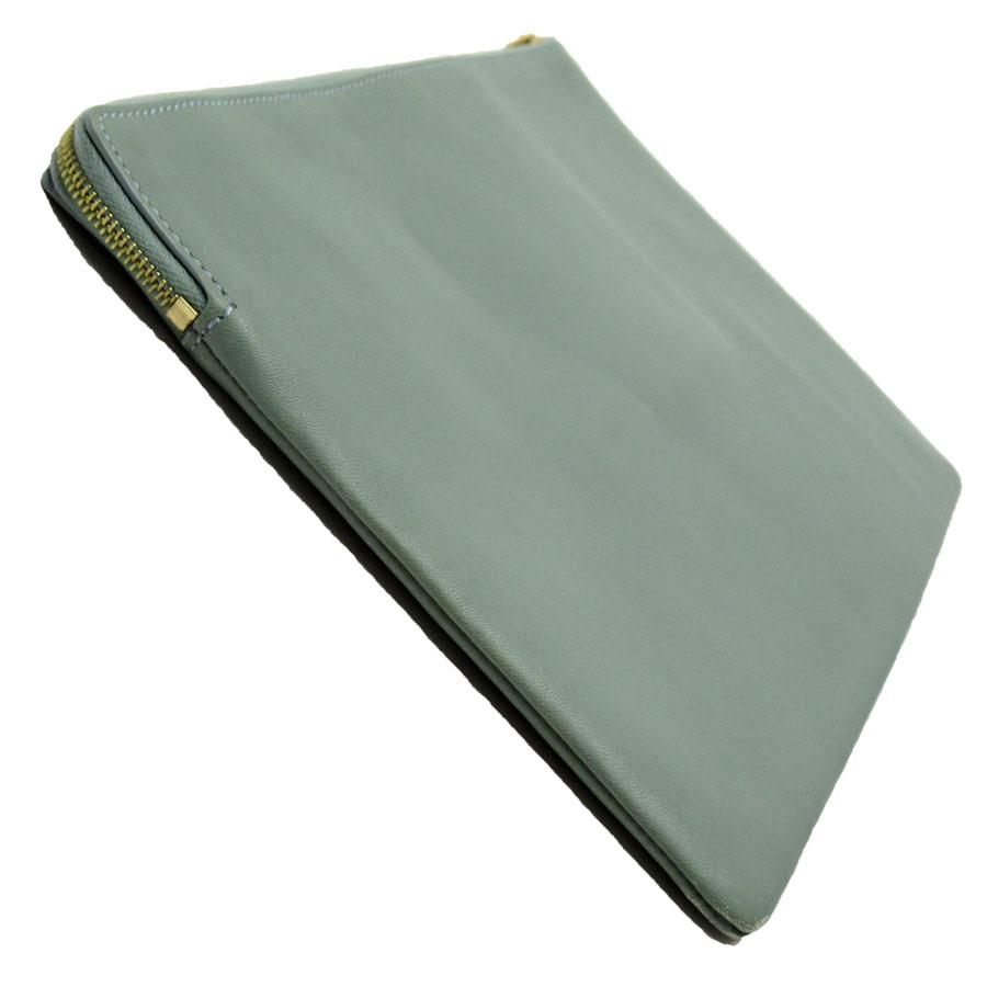 CELINE セリーヌ クラッチバッグ レザー ペールグリーン : ブランド  