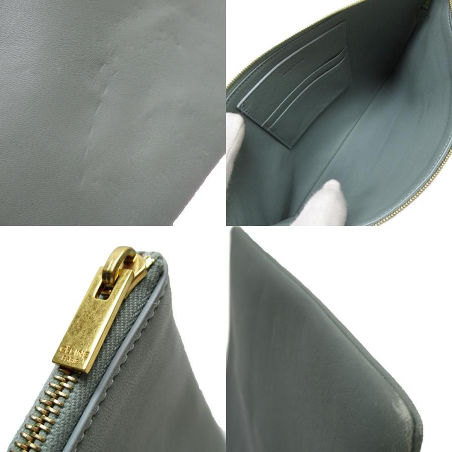CELINE セリーヌ クラッチバッグ レザー ペールグリーン : ブランド  