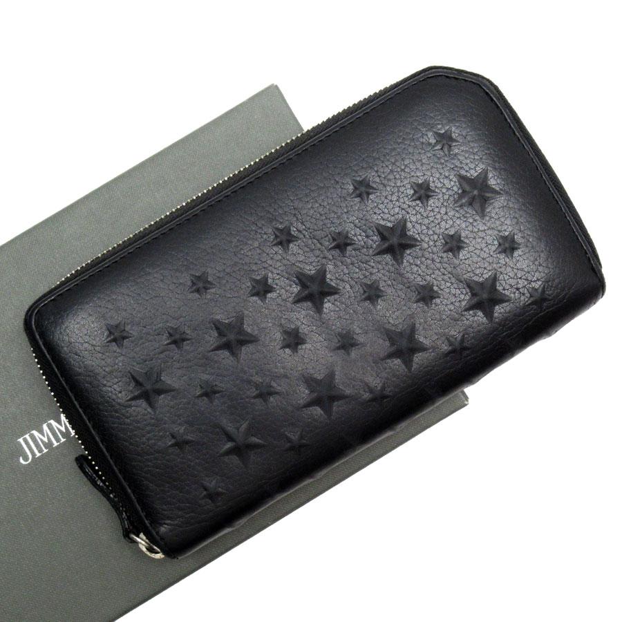 ジミーチュウ JIMMY CHOO ラウンドファスナー長財布 レザー ブラック