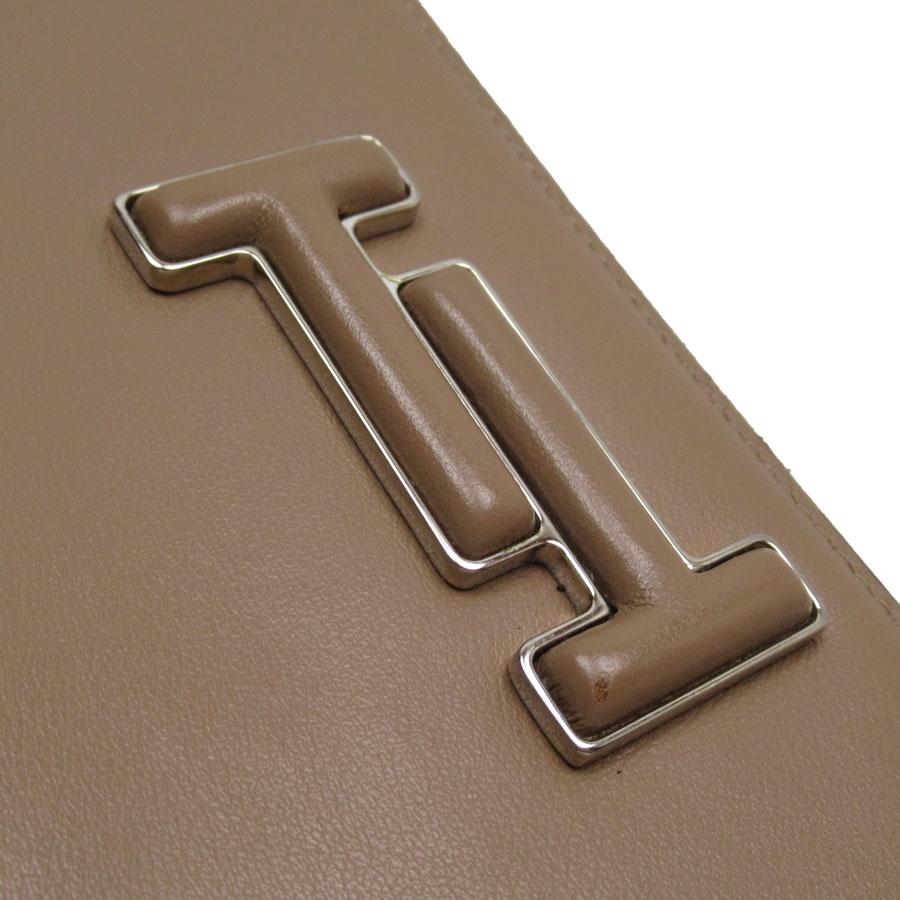トッズ TOD'S ラウンドファスナー長財布 ダブルT レザー ブラウン