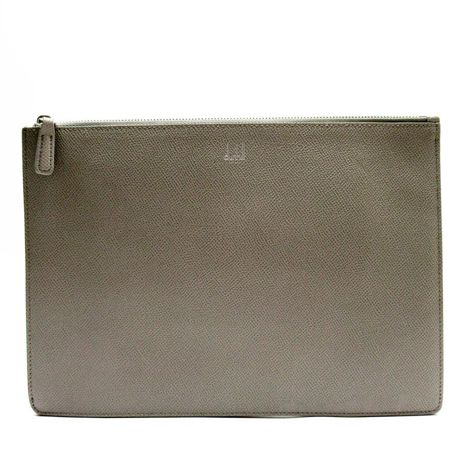 dunhill ダンヒル Dunhill クラッチバッグ レザー ライトグレー 