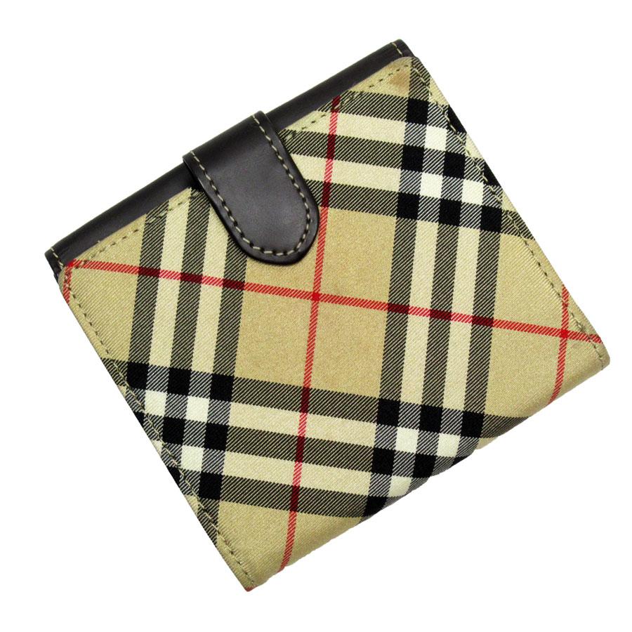 BURBERRY（バーバリー） 二つ折り財布 レザー/ポリエステル ブラウン