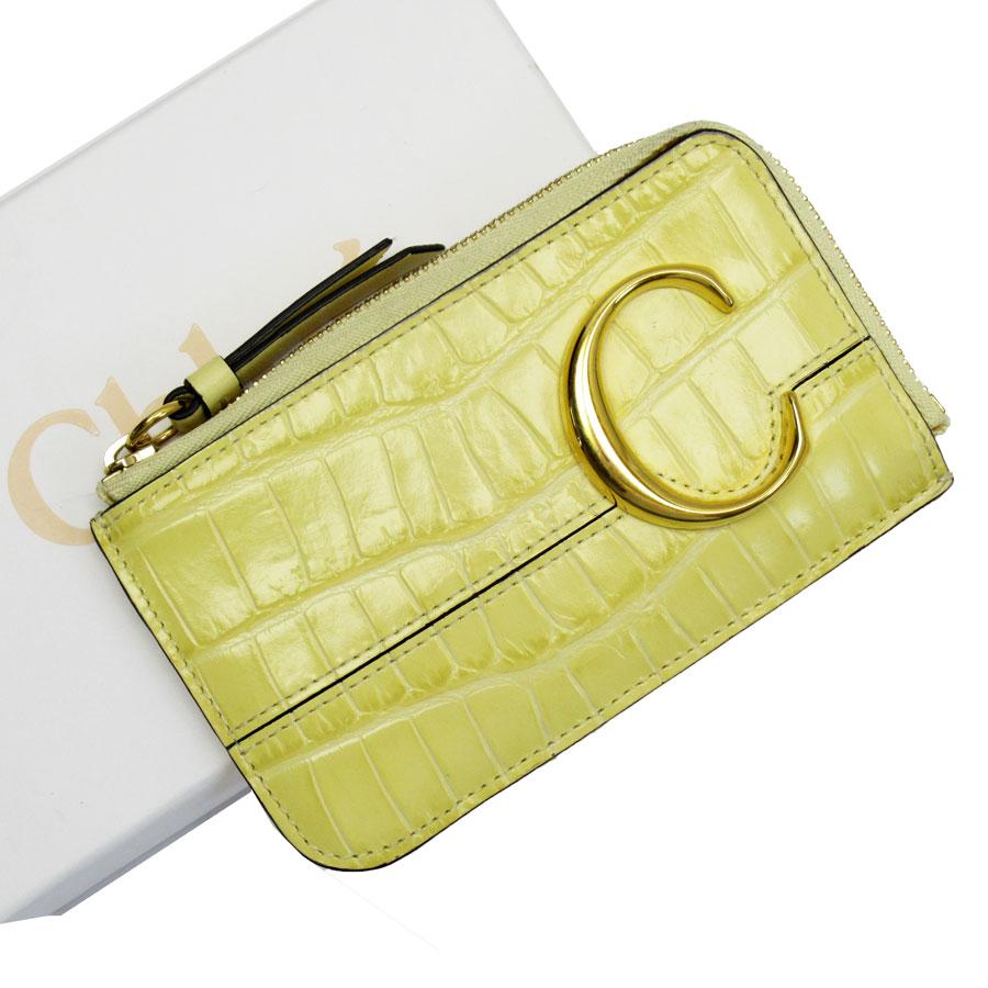 Chloe（クロエ） コインケース 型押しレザー イエロー : ブランド 