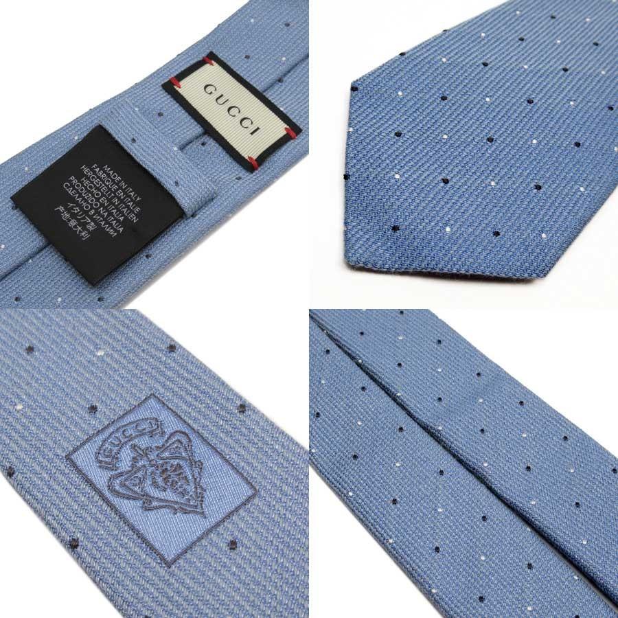 GUCCI グッチ ネクタイ ドット シルク75% ウール25% ブルー おすすめ  